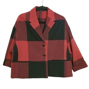 Neil Barrett | Women's Plaid Red and Black Cropped Jacket (Size Large)